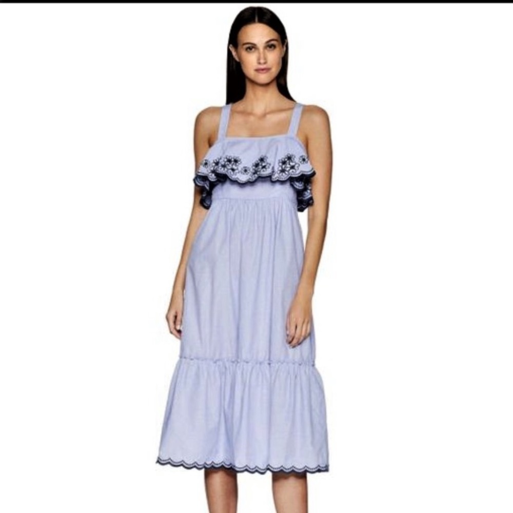 Kate Spade Daisy Embroidered Patio Sun Dress Blue Medium or Large